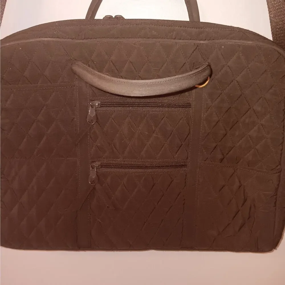 EUC Vera Bradley Solid Brown Quilted Computer/Laptop Bog